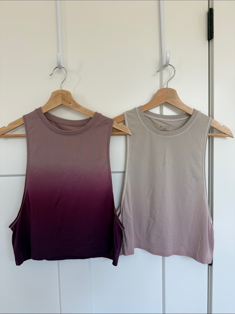 Athleta Muscle Tank Top Duo - Mauve Ombre & Light Taupe Pink Ombre